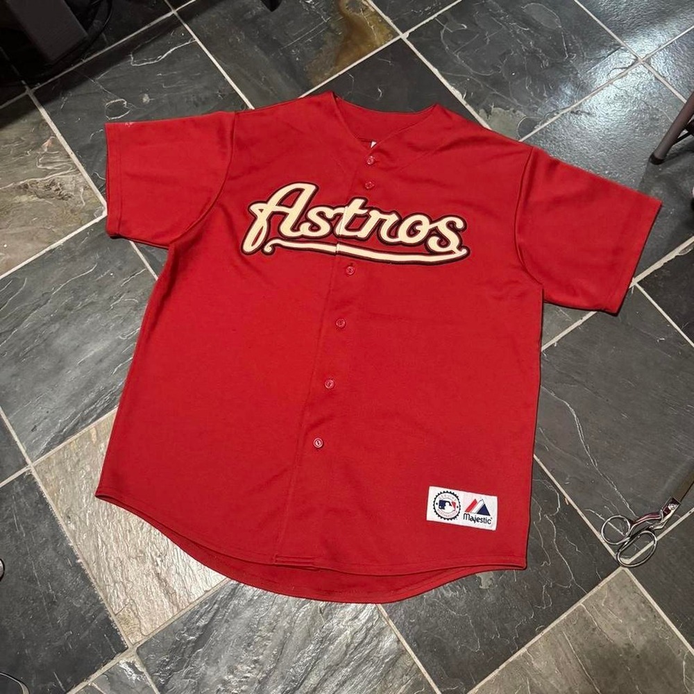 00s Majestic Red Houston Astros Baseball Jersey - XL